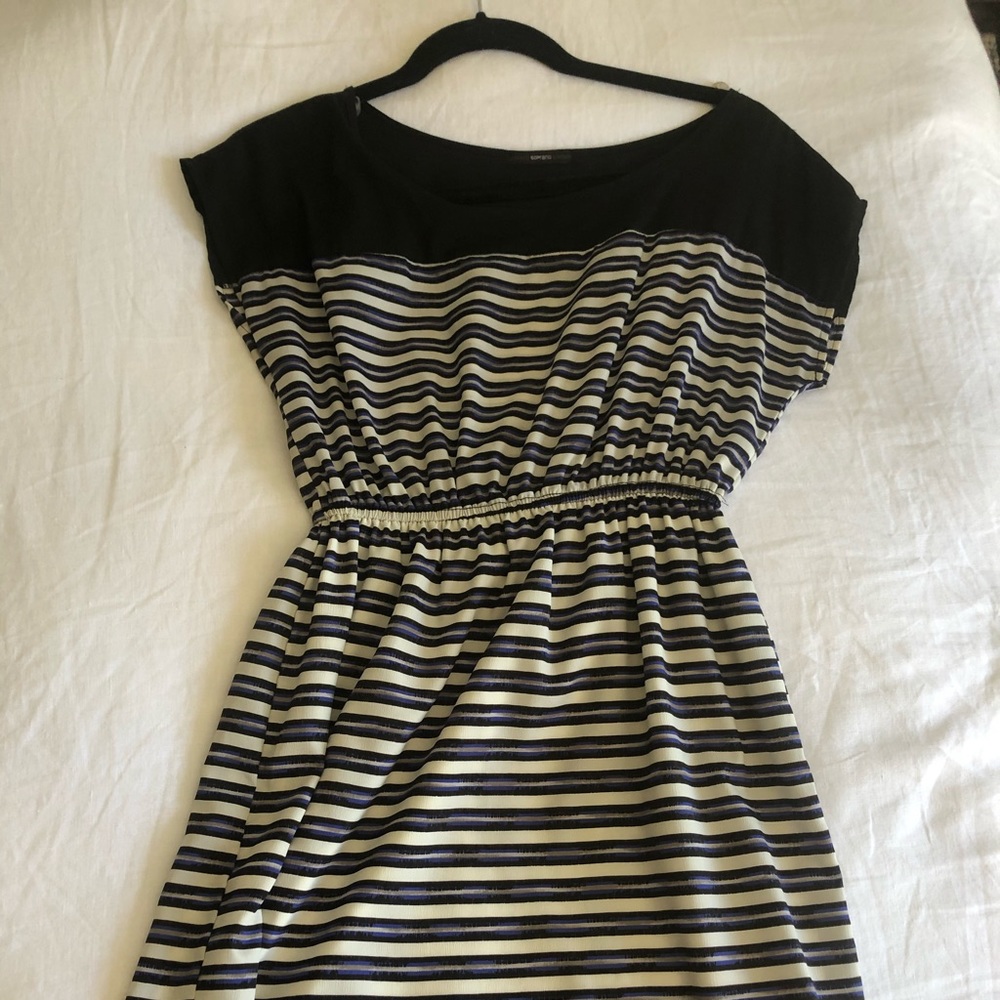 Boatneck striped dress.